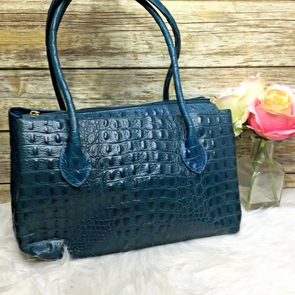 Tosca Blu Blue Croc Embossed Leather Purse Bag